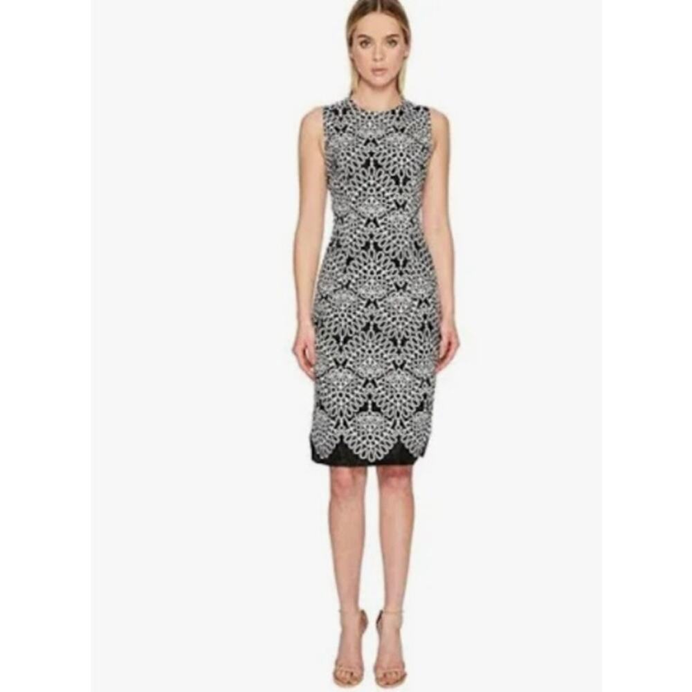 Prabal Gurung Women's Black Sleeveless Sheath Jewel-Neck Slim Dress Size 4